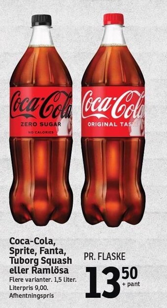 SPAR Coca-cola, sprite, fanta, tuborg squash el. ramlösa tilbud