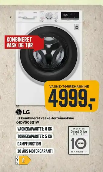 Skousen LG kombineret vaske­ tørremaskine K4DV508S1W tilbud