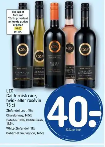 REMA 1000 Lzc rød-, hvid- el. rosévin tilbud