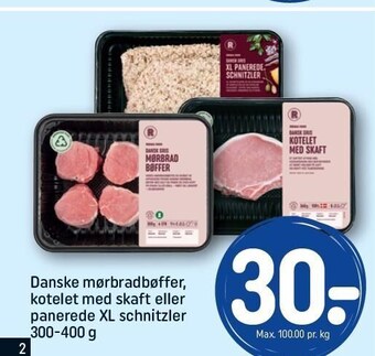Danske mørbradbøffer, kotelet m. skaft el. panerede xl schnitzler