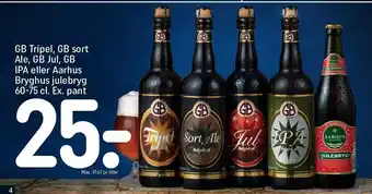 REMA 1000 Gb tripel, gb sort ale, gb jul, gb ipa el. aarhus bryghus julebryg tilbud