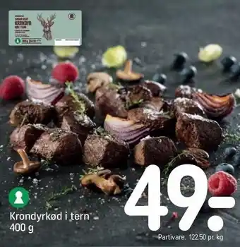 Krondyrkød i tern