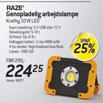 Thansen Genopladelig arbejdslampe tilbud