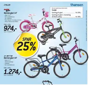 Thansen Børnecykel 14" el. 18" tilbud