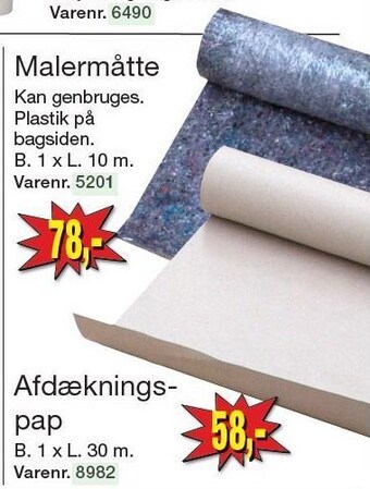 Harald Nyborg Malermåtte el. afdækningspap tilbud