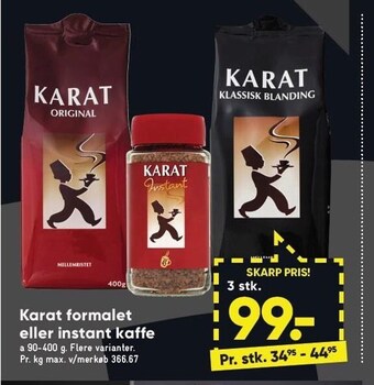 Bilka Karat formalet el. instant kaffe tilbud