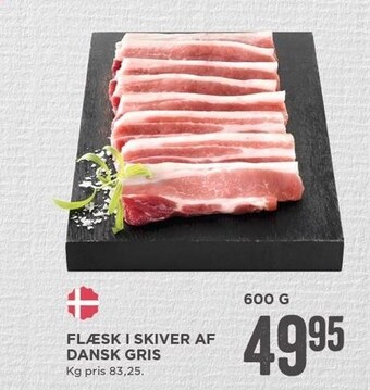 MENY Flæsk i skiver af dansk gris tilbud