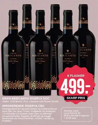 MENY Gran bericanto riserva doc 6 flasker tilbud