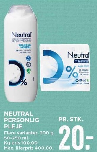 MENY Neutral personlig pleje tilbud