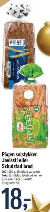 Føtex Pågen solstykker, javisst! el. schulstad brød tilbud