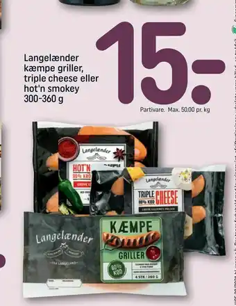 REMA 1000 Langelænder kæmpe griller, triple cheese eller hot'n smokey tilbud