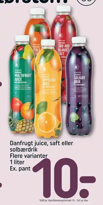 REMA 1000 Danfrugt juice, saft eller solbærdrik tilbud