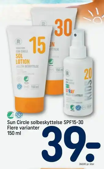 REMA 1000 Sun Circle solbeskyttelse SPF15-30 tilbud