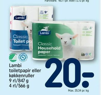 REMA 1000 Lambi toiletpapir eller køkkenruller tilbud