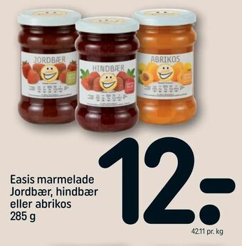 REMA 1000 Easis marmelade Jordbær, hindbær eller abrikos tilbud