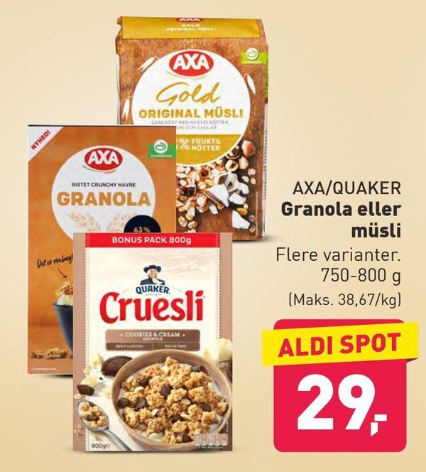 Granola eller müsli tilbud hos ALDI
