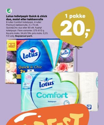 Lotus toiletpapir quick & chick duo, moist eller køkkenrulle