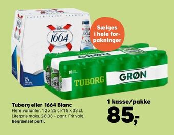 Kvickly Tuborg eller 1664 blanc tilbud