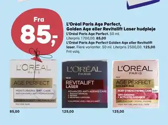 Kvickly L'oréal paris age perfect, golden age eller revitalift laser hudpleje tilbud