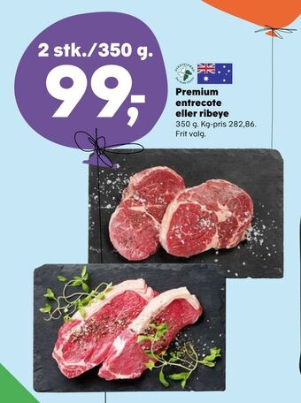 Kvickly Premium entrecote eller ribeye tilbud