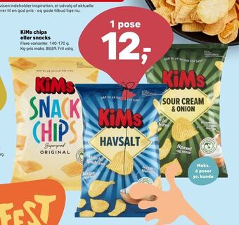 SuperBrugsen Kims chips eller snacks tilbud