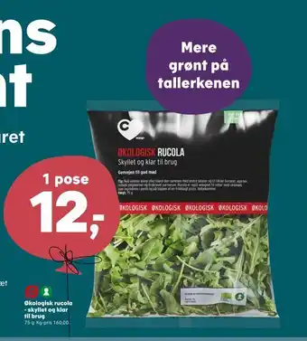 SuperBrugsen Økologisk rucola - skyllet og klar til brug tilbud