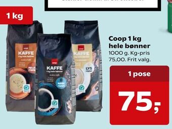 SuperBrugsen Coop 1 kg hele bønner tilbud