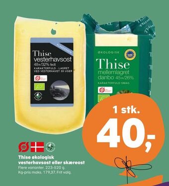 SuperBrugsen Thise økologisk vesterhavsost eller skæreost tilbud