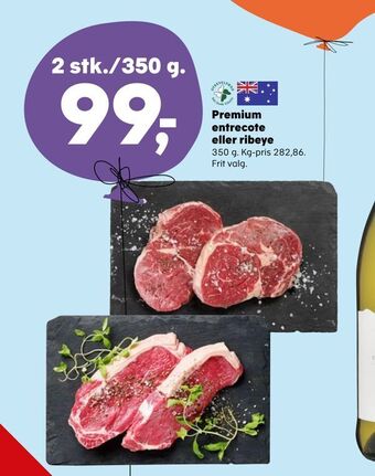 SuperBrugsen Premium entrecote eller ribeye tilbud