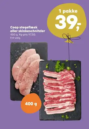 SuperBrugsen Coop stegeflæsk eller skinkeschnitzler tilbud