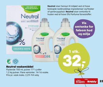 SuperBrugsen Neutral vaskemiddel tilbud