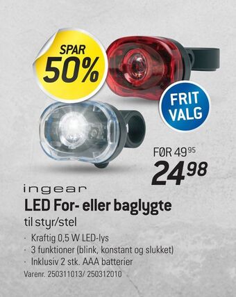 Thansen Led for- eller baglygte til styr/stel tilbud