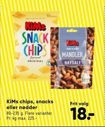 Bilka Kims chips, snacks eller nødder tilbud