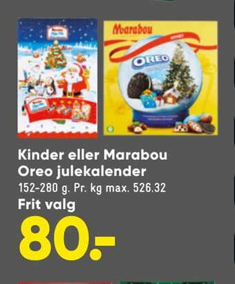Bilka Kinder eller marabou oreo julekalender tilbud