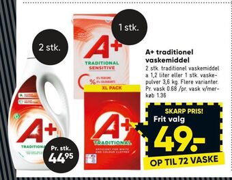 Bilka A+ traditionel vaskemiddel tilbud