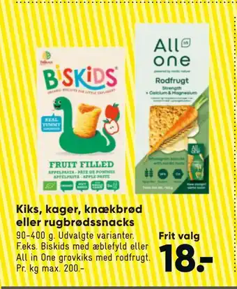 Bilka Kiks, kager, knækbrød eller rugbrødssnacks tilbud