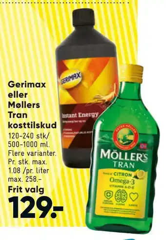 Bilka Gerimax eller møllers tran kosttilskud tilbud