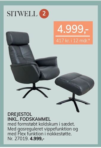 Daells Bolighus Drejestol inkl. fodskammel tilbud