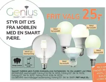 Daells Bolighus Smart pærer med flere forskellige fatninger, til en uhørt lav pris tilbud