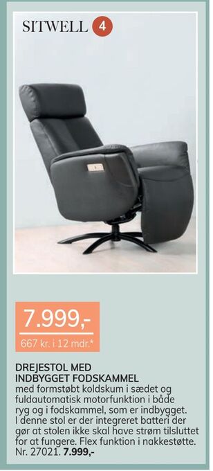 Daells Bolighus Drejestol med indbygget fodskammel tilbud