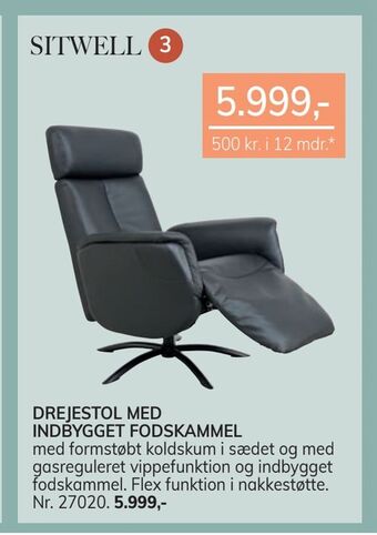 Daells Bolighus Drejestol med indbygget fodskammel tilbud