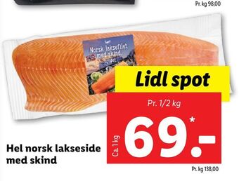 Hel norsk lakseside med skind