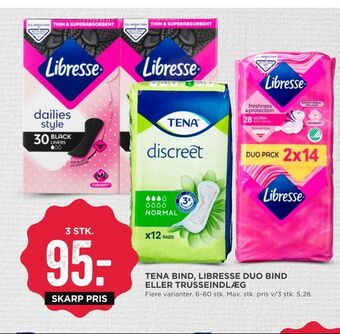 MENY Tena bind, libresse duo bind eller trusseindlæg tilbud