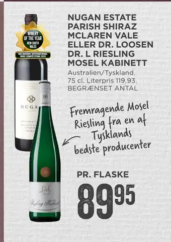 MENY Nugan estate parish shiraz mclaren vale eller dr. loosen dr. l riesling mosel kabinett tilbud