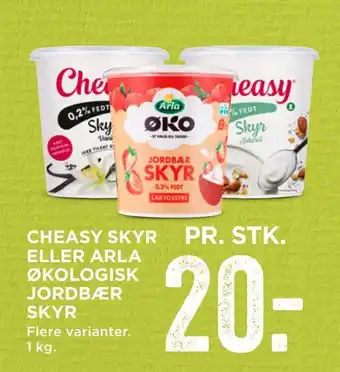 MENY Cheasy skyr eller arla økologisk jordbær skyr tilbud