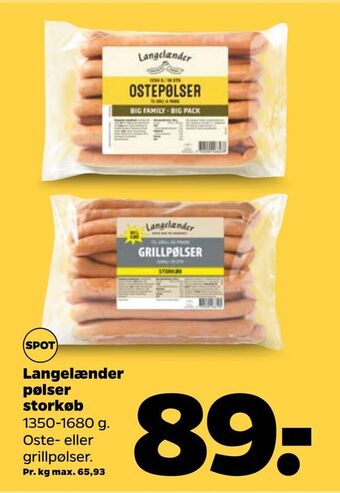 Netto Langelænder pølser storkøb tilbud