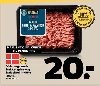 Netto Velsmag dansk hakket grise- og kalvekød 14-18% tilbud
