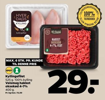 Netto Kyllingefilet, velsmag hakket oksekød 4-7% tilbud