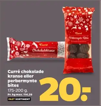 Netto Curré chokolade kranse eller perbermynte bites tilbud