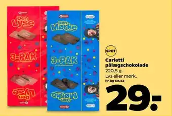 Netto Carletti pålægschokolade tilbud